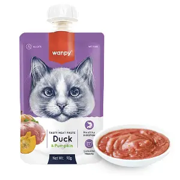 Wanpy Tasty Meat Paste Pouch Duck, Pumpkin For Cat 90g