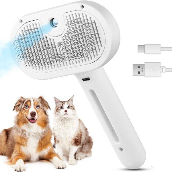 3 in 1 Cat Steam Brush, Pet Steam Brush for Cat Dog Small Animals Long Short Haired