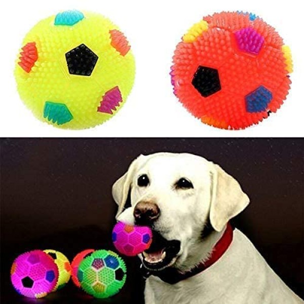 Led Whistle Squeaky Squeaker Sound Ball for Puppy, Dog & Cat, Pet Chew Playing Rubber Ball Toy