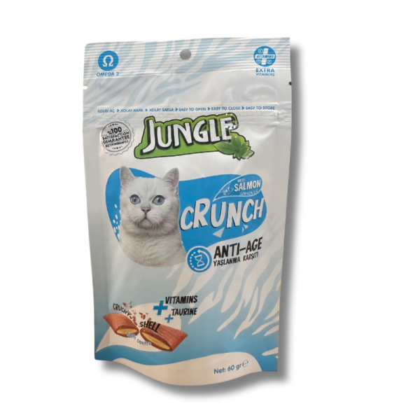 Jungle Cat Crunch Anti Age with Salmon 60gm | Cat Snacks Food
