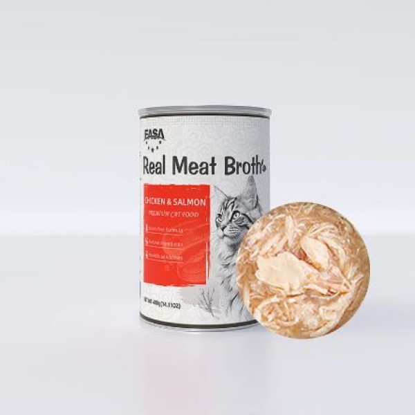 EASA Cat Can Food Real Meat Broth - Chicken & Salmon For Under 6 Months Cats 400g | Cat Wet Food
