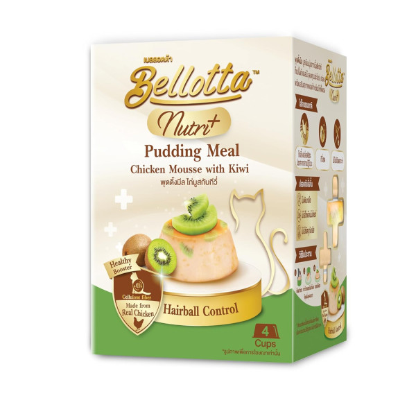 Bellotta Nutri Plus Pudding Meal Chicken Mousse with Kith Hairball Control 4×25gm