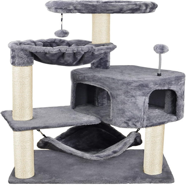 48in Cat Tree with Cat Condo and Big Hammock For Kittens Pet House Play